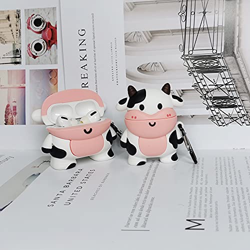 Compatible for Airpod Case 1/2 Cow, Cartoon 3D Silicone Protective Skin Cover for Airpod Case Cute Cow, Boys Girls Kids Teens Women Cute Kawaii Fashion Funny Cases for Airpods 1&2 (Cow)