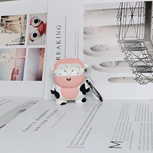 Compatible for Airpod Case 1/2 Cow, Cartoon 3D Silicone Protective Skin Cover for Airpod Case Cute Cow, Boys Girls Kids Teens Women Cute Kawaii Fashion Funny Cases for Airpods 1&2 (Cow)