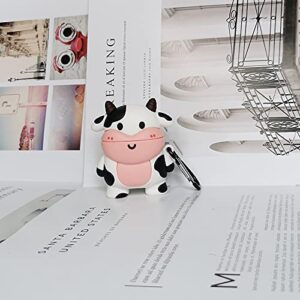 Compatible for Airpod Case 1/2 Cow, Cartoon 3D Silicone Protective Skin Cover for Airpod Case Cute Cow, Boys Girls Kids Teens Women Cute Kawaii Fashion Funny Cases for Airpods 1&2 (Cow)