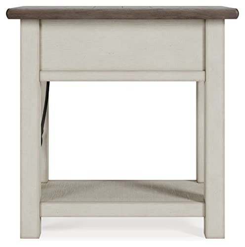 Signature Design by Ashley Bolanburg Chair Side End Table, 14"W x 24"D x 24"H, Whitewash