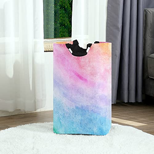 xigua Rainbow Colors Laundry Basket Large Laundry Hamper Foldable Dirty Clothes Toys Organizer Bag with Handles for Bathroom,Bedroom,College Dorm,Kids Room