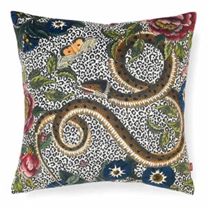 spode creatures of curiosity animal print velvet pillow | indoor decorative throw pillows | home décor for sofa or bed | snake print | victorian inspired design | 18 x 18