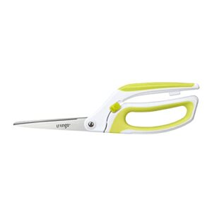livingo 10" spring action fabric scissors, professional sewing scissors for tailor dressmaker, spring loaded heavy duty fabric shears for crafting with comfort handle, all purpose(green/white)