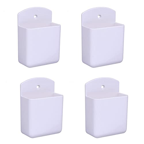 MShengM Pack of 4 White Remote Holders Remote Control Holder Wall Mount Media Storage Box for Home Office Bedroom Parlor Self Adhesive Atorage Box