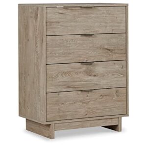 Signature Design by Ashley Oliah Contemporary 4 Drawer Chest of Drawers, Natural Wood Grain