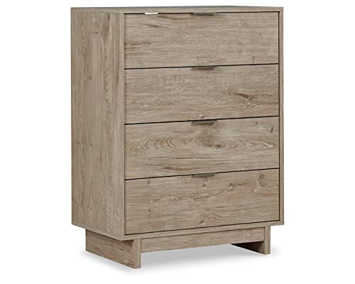 Signature Design by Ashley Oliah Contemporary 4 Drawer Chest of Drawers, Natural Wood Grain