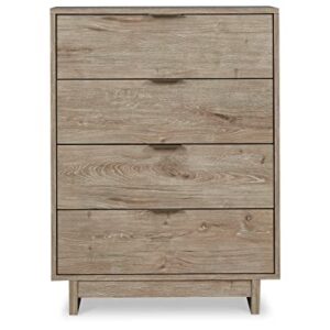 Signature Design by Ashley Oliah Contemporary 4 Drawer Chest of Drawers, Natural Wood Grain