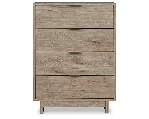 Signature Design by Ashley Oliah Contemporary 4 Drawer Chest of Drawers, Natural Wood Grain