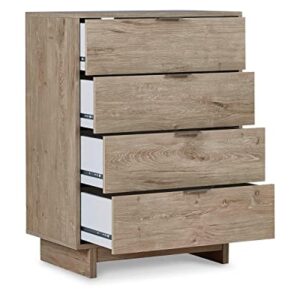 Signature Design by Ashley Oliah Contemporary 4 Drawer Chest of Drawers, Natural Wood Grain