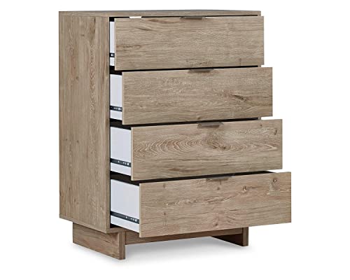 Signature Design by Ashley Oliah Contemporary 4 Drawer Chest of Drawers, Natural Wood Grain