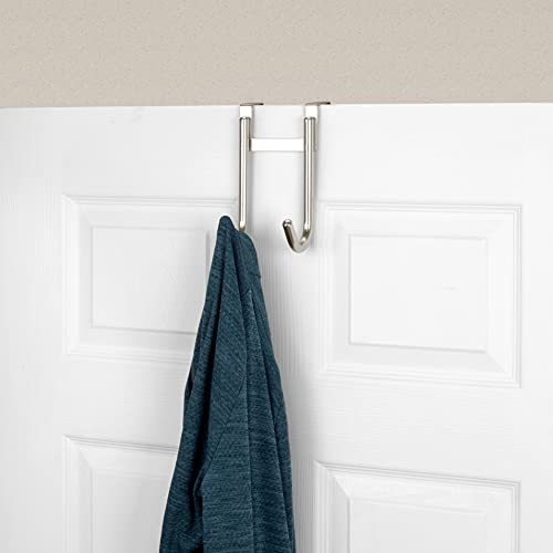 Spectrum Diversified Orion Door Double Hook for Bedroom, Bathroom, or Entryway Storage, Satin Nickel