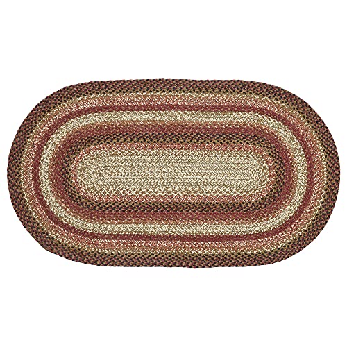 VHC Brands Ginger Spice Rug with PVC Pad, Jute Blend, Oval, Orange Red Tan, 27x48 inches