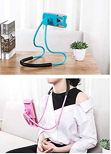 Lazy Cell Phone Mount Hanging on Neck, Hsxxf 360 Rotating Neck Holder DIY Flexible Mount Stand Multiple Functions Flexible Lazy Bracket for Phone (Black)