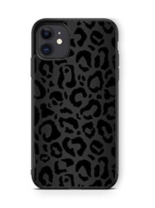 xunqian compatible for iphone 12 case, iphone 12 pro case, black leopard cheetah animal skin print art thin soft black tpu +tempered mirror protective case for apple 12/12 pro (for iphone 12/12 pro)