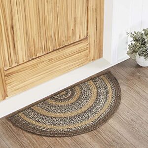 vhc brands espresso rug with pvc pad, jute blend, half circle, brown black tan white, 16.5x33 inches