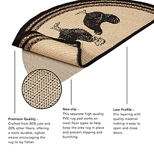 VHC Brands Espresso Rug with PVC Pad, Jute Blend, Half Circle, Brown Black Tan White, 16.5x33 inches