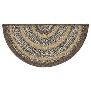 VHC Brands Espresso Rug with PVC Pad, Jute Blend, Half Circle, Brown Black Tan White, 16.5x33 inches