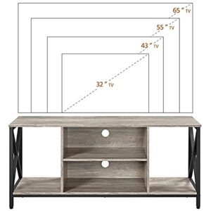 Yaheetech TV Stand for 65 inch TV Console Table with Storage Shelves Cabinet, 55" Wood Entertainment Center for Living Room, Industrial Modern Style TV Cabinet for Flat Screens, Gray