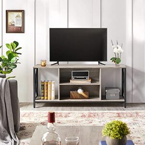 Yaheetech TV Stand for 65 inch TV Console Table with Storage Shelves Cabinet, 55" Wood Entertainment Center for Living Room, Industrial Modern Style TV Cabinet for Flat Screens, Gray