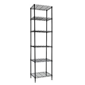 regiller 6 wire shelving steel storage rack adjustable unit shelves for laundry bathroom kitchen pantry closet (black, 16.8l x 11.7w x 63h)