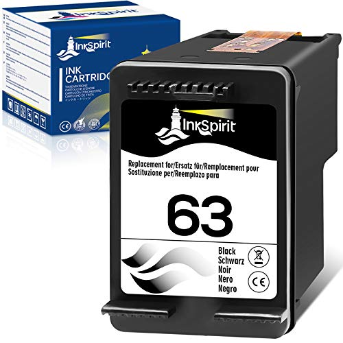 Printer Ink 63, Remanufactured Ink Cartridges Replacement for HP63 Black 1-Pack to use with DeskJet 3632 2130 3630 1112 Envy 4512 4520 OfficeJet 5212 4652 4655 5200 5258 4650 5255 3830