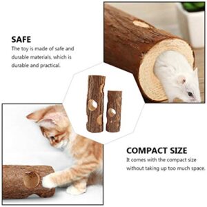 POPETPOP Rabbit Toys Rabbit Toys Rabbit Toys 2pcs Natural Wooden Hamster Tunnel Tube Toy Forest Hollow Tree Trunk (15cm+20cm) Rabbit Toy Teething Toys Bunny Toys