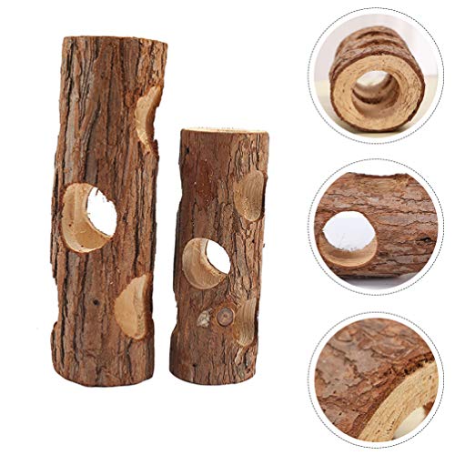 POPETPOP Rabbit Toys Rabbit Toys Rabbit Toys 2pcs Natural Wooden Hamster Tunnel Tube Toy Forest Hollow Tree Trunk (15cm+20cm) Rabbit Toy Teething Toys Bunny Toys
