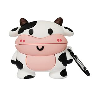 compatible for cow airpods case pro, cute kawaii cartoon 3d silicone fashion protective skin cover for airpod case cow, funny boys girls kids teens women for airpods cases pro (cow)