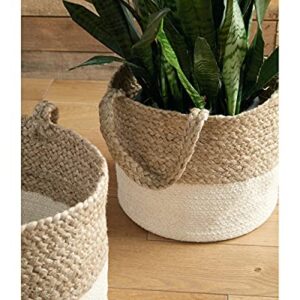 Signature Design by Ashley Parrish Farmhouse Braided Basket, Set of 2, Natural Brown & White,Full