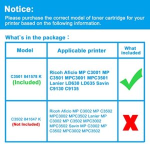 LCL Compatible Toner Cartridge Replacement for Ricoh 841578 MP C3001 MPC3001 MP C3501 MPC3501 LD630 LD635 C9130 C9135 Aficio MP C3001 (1-Pack Black)