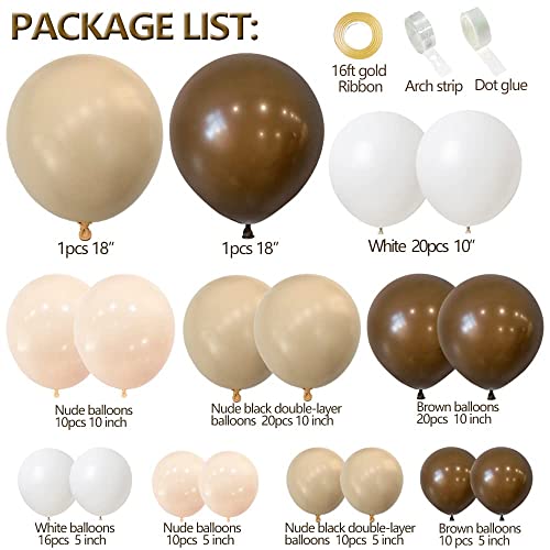 Brown Balloon Garland Kit Neutral Cream Boho Coffee Double-Stuffed Nude For Baby Shower Bridal Decorations Wedding Party