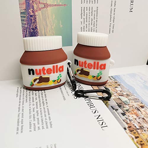 Compatible for Airpods Case 1/2 Nutella, Boys Girls Kids Teens Women Cute Kawaii Funny Skin Cover for Airpod Case Nutella, Cartoon 3D Silicone Fashion Protective Cases for Airpods 1&2 (Nutella)