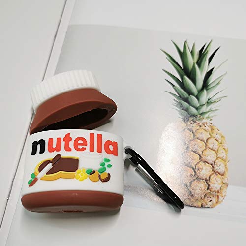 Compatible for Airpods Case 1/2 Nutella, Boys Girls Kids Teens Women Cute Kawaii Funny Skin Cover for Airpod Case Nutella, Cartoon 3D Silicone Fashion Protective Cases for Airpods 1&2 (Nutella)