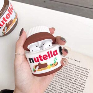 Compatible for Airpods Case 1/2 Nutella, Boys Girls Kids Teens Women Cute Kawaii Funny Skin Cover for Airpod Case Nutella, Cartoon 3D Silicone Fashion Protective Cases for Airpods 1&2 (Nutella)