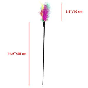 IUHKBH Cat Feather Toys, Interactive Cat Wand Toys Cat Teaser with Bell - 18'' Long Feather Wand for Cat and Kitten (6 Pcs)