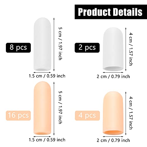 Frienda 30 Pieces Gel Finger Protector Finger Cots Silicone Finger Cover Cap Gel Finger Sleeves Finger Support for Finger Cracking, Finger Trigger (White, Apricot)