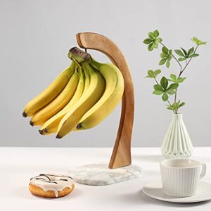 everous Banana Hanger Marble Base,Modern Banana Holder Tree Stand with Hook for Home or Bar(White)