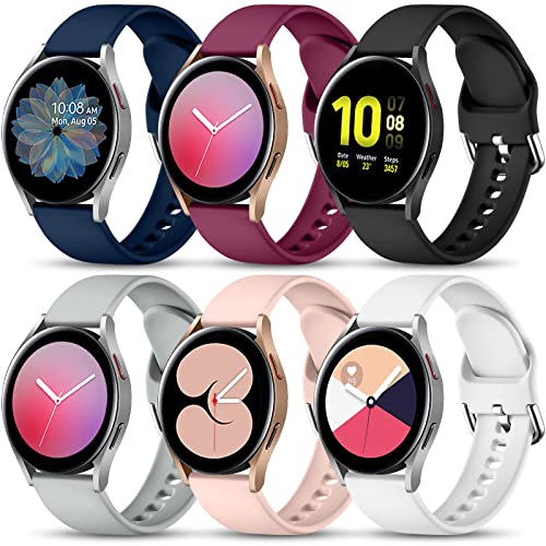 Lerobo Compatible for Samsung Galaxy Active 2 Watch Band/Galaxy Watch 4 band & Galaxy Watch 5 Band 40mm 44mm/Galaxy Watch 5 Pro 45mm Band/Watch 3 Band 41mm,6 Pack 20mm Silicone Sport Straps Women Men