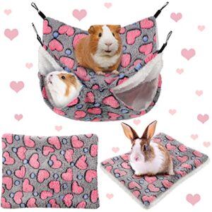 2 pieces rat hammock and guinea pigs soft blankets set ferret hanging hammock small animal hammock guinea pig accessories hamster mats for rat ferret guinea pig squirrel small pet (grey)
