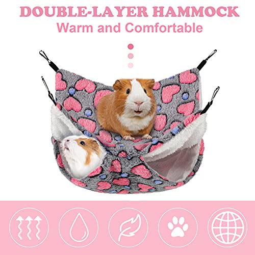 2 Pieces Rat Hammock and Guinea Pigs Soft Blankets Set Ferret Hanging Hammock Small Animal Hammock Guinea Pig Accessories Hamster Mats for Rat Ferret Guinea Pig Squirrel Small Pet (Grey)