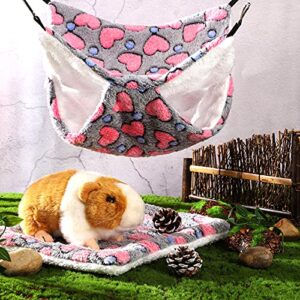 2 Pieces Rat Hammock and Guinea Pigs Soft Blankets Set Ferret Hanging Hammock Small Animal Hammock Guinea Pig Accessories Hamster Mats for Rat Ferret Guinea Pig Squirrel Small Pet (Grey)