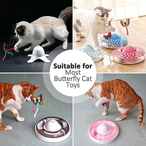 Cat Interactive Toys for Indoor Cats, Automatic Electronic Rotating Butterfly Toy with Roller Tracks Ball, Kitten Exercise Hunting Toy Games for Cats Pet, 4PACK Butterfly Replacements (4pcs)