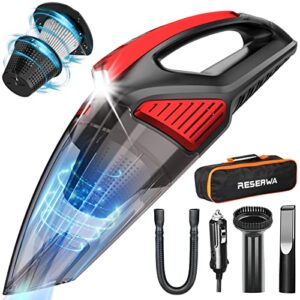 reserwa two-layer filter car vacuum cleaner with led light 7500pa 12v 16.4ft cable portable handheld car vacuum cleaner wet and dry use auto vacuum cleaner