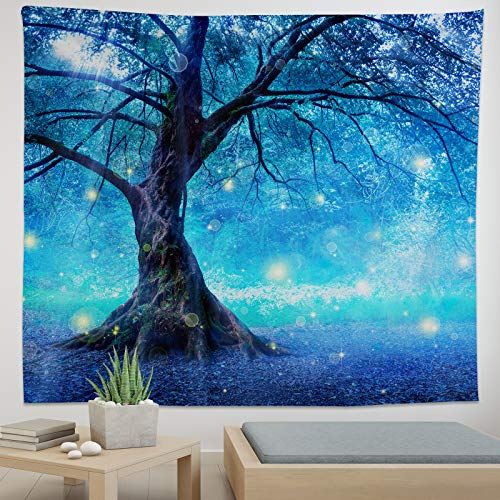 Instruban Forest Tapestry Nature Landscape Tapestry Psychedelic Tree Tapestry for Bedroom Living Room-H51.2×W59.1 inches