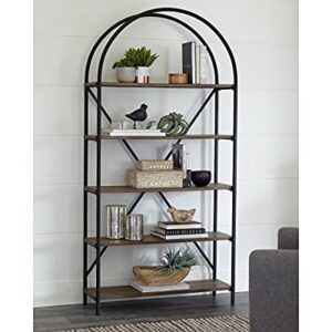 Signature Design by Ashley Galtbury Mixed Media Modern 5 Shelf Bookcase, Brown & Black