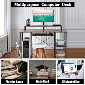 Computer Desk 46" Gaming Writing Desk with Keyboard Tray/Monitor Stand Shelf/Storage Shelves/CPU Stand for Home Office