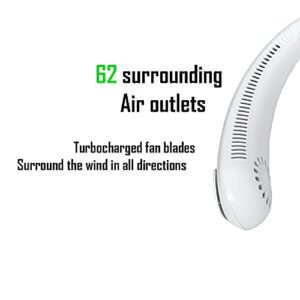 ErjeeNai Portable Neck Fan,Hanging Neck Bladeless Fan,USB Rechargeable Personal Fan,3 Speeds Silent 360° Cooling Tuyere Layout,Fast Charging and Long Battery Life,Keeping the Neck Cool at All Times