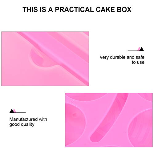 Hemoton Portable Cheesecake Carrier Round Cake Container Clear Dome Lids Cupcake Muffin Pie Box Dessert Serving Tray with Handle for Fruits Pastry Donut Baked Bread 10inch Pink