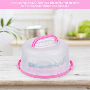 Hemoton Portable Cheesecake Carrier Round Cake Container Clear Dome Lids Cupcake Muffin Pie Box Dessert Serving Tray with Handle for Fruits Pastry Donut Baked Bread 10inch Pink