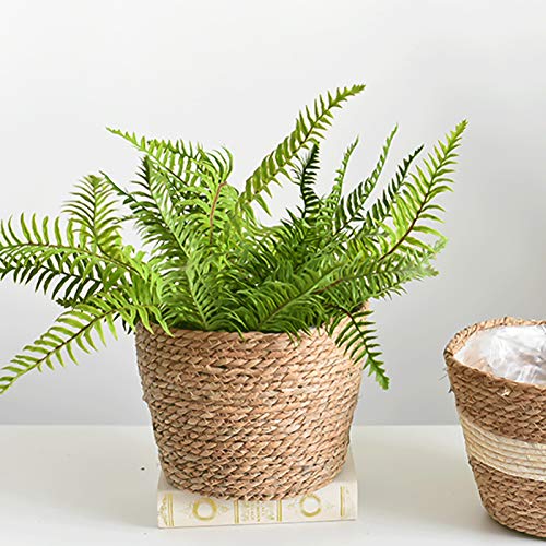 HEART SPEAKER Sturdy Multi-Function Straw Storage Basket Handmade Flower Pot for Home Ornament Beige S